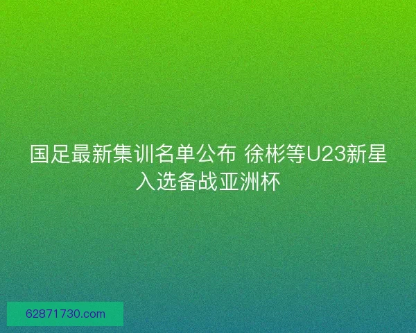 国足最新集训名单公布 徐彬等U23新星入选备战亚洲杯